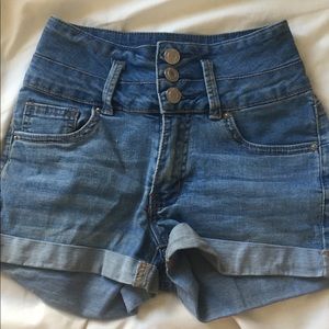 High waisted jean shorts